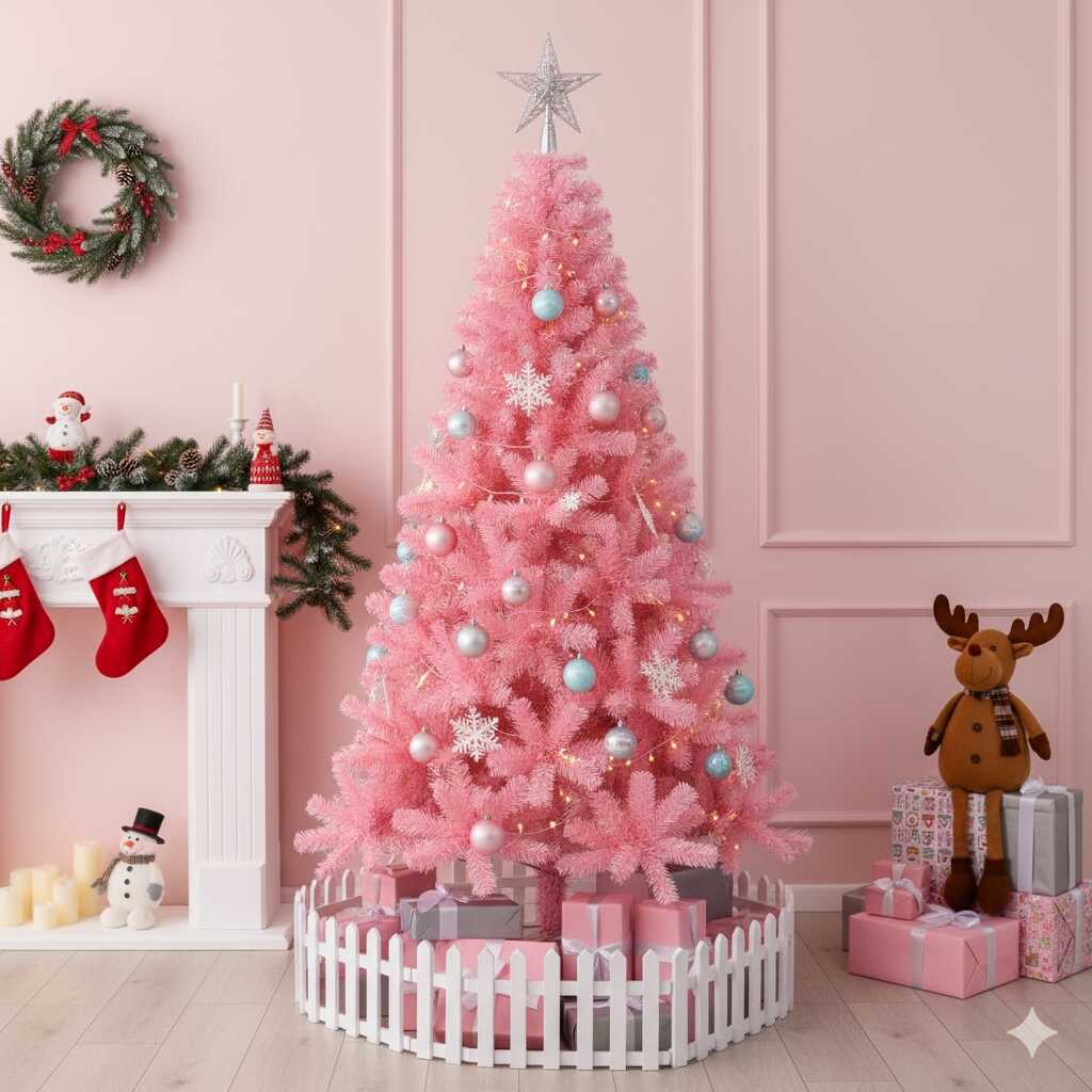 Flamingó Rózsaszín Műfenyő, Karácsonyfa talpal 210 cm - Image 3