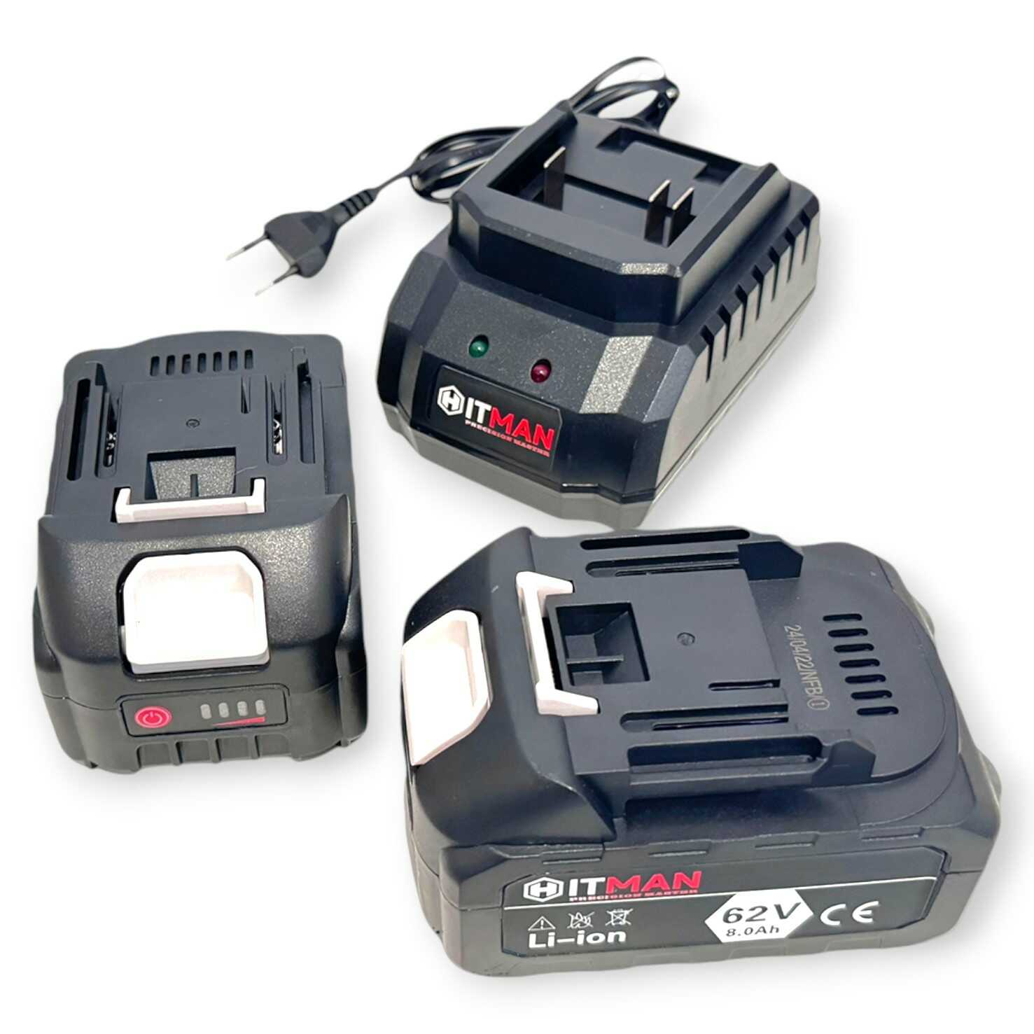 Hitman HT-BACD-3777LX Profi Akkus Szerszámkészlet, 62V, 3 az 1-ben: Ütvefúró, Ütvecsavarozó, Sarokcsiszoló - Image 10