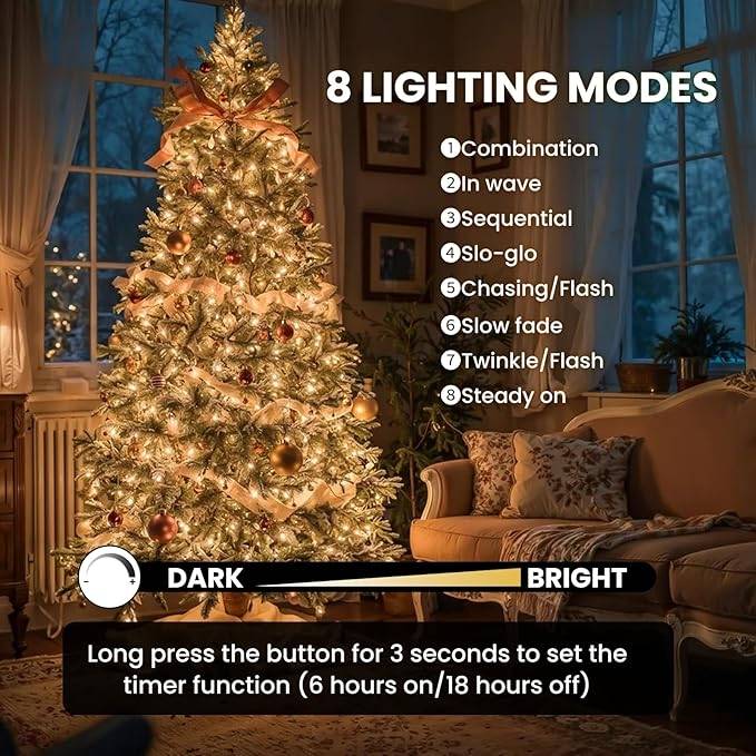 Karácsonyi Drótfüzér 100 m, Szuper Sűrű, Melegfehér, Élénk Fényű, XXXL Tekercs távirányítóval 8 funkciós - Image 15