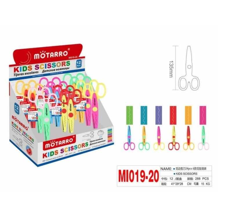 Motarro Gyermek cikk-cakk olló , vidám színekben