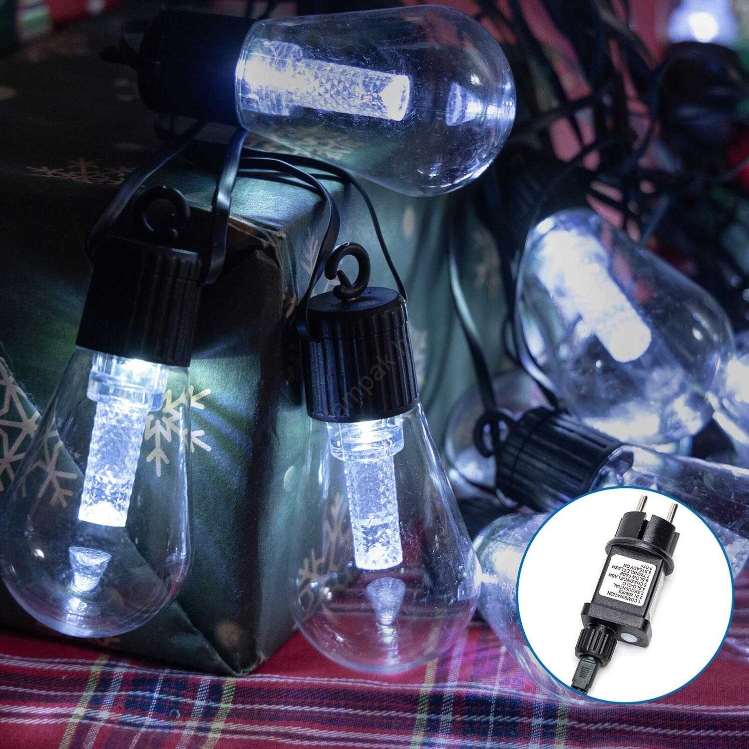 Aigostar Dekoratív led körte Fényfüzér, 10 LED, melegfehér 8 funkciós , időzítővel 220v 3+ 5 m - Image 4