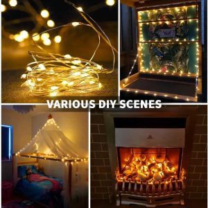 Aigostar elemes Drót gömb Fényfűzér karácsonyfa égősor 5 méter 50 led melegfehér beltéri