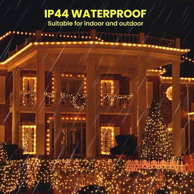 Karácsonyi Drótfüzér 100 m, Szuper Sűrű, Melegfehér, Élénk Fényű, XXXL Tekercs távirányítóval 8 funkciós - Image 13