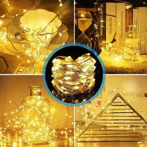 Aigostar elemes Drót Dekorációs Fényfűzér karácsonyfa égősor 5 méter 50 led Melegfehér beltéri