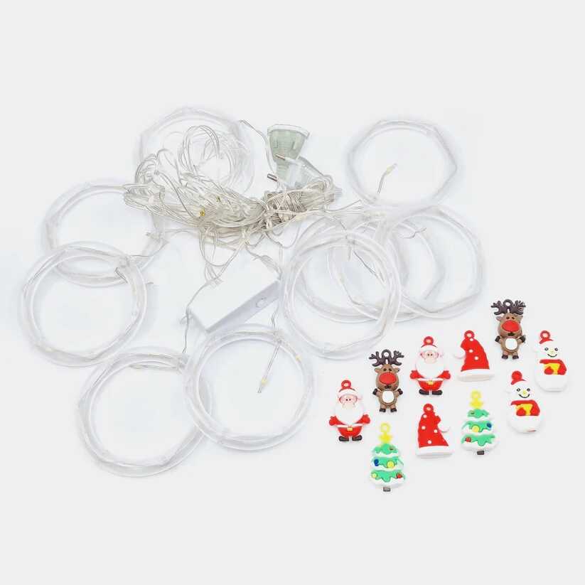 Karácsonyi Kör Fényfüggöny 10 db Gyűrűvel, 3 m x 0.6 m, Melegfehér, Karácsonyi Mintákkal - Image 17