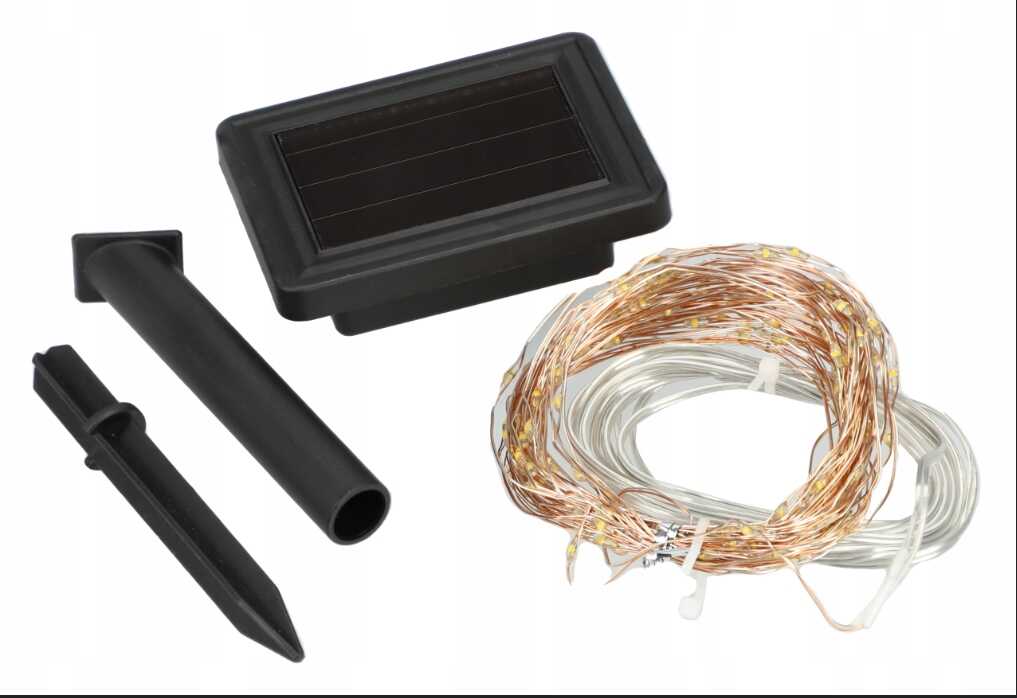 Karácsonyi Napelemes 10 méteres drót fényfűzér melegfehér 200 led - Image 9