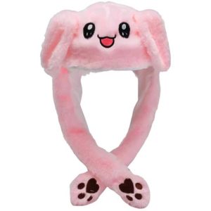 Rózsaszín nyuszis plüss sapka , mozgatható fülekkel