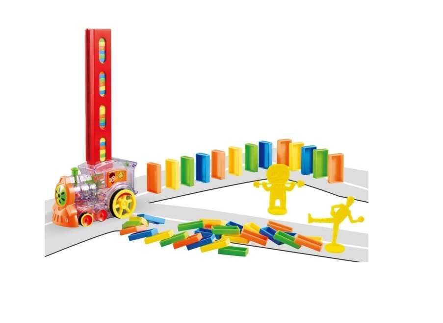 Önjáró domino lerakó vonat , elemmel müködő