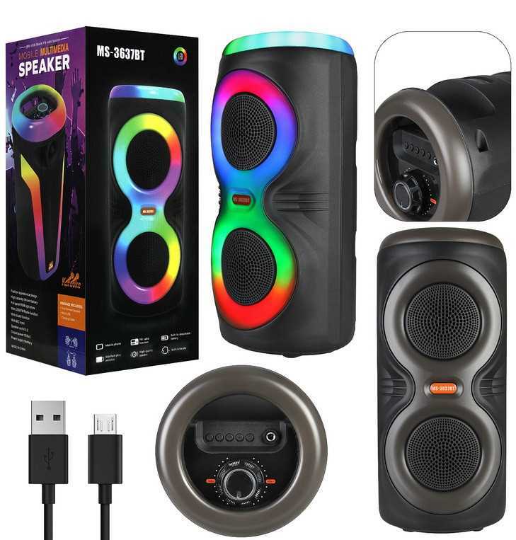 MS-3637BT Hordozható Bluetooth Hangszóró, RGB LED Fénnyel