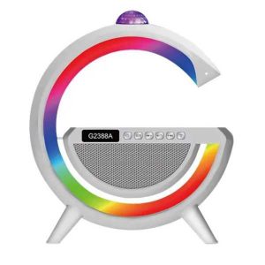 G2388A Multifunkciós G Éjszakai fény, vezeték nélküli töltő, ébresztőóra és hangszóró, Fehér