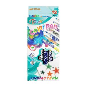 Színes kéthegyű filctoll élénk színekkel 6 db- os