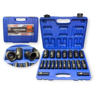 Haina HB-6522 Hosszított Dugókulcs Készlet 12 Csillagos – 20 Részes, 1/2″ Csatlakozású