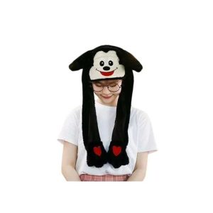 Egérkés fekete plüss sapka , mozgatható fülekkel