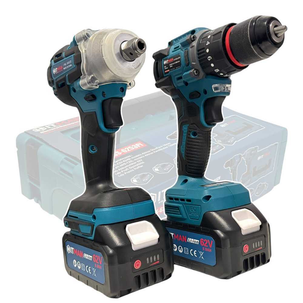 Hitman HT-BBS-6253Pi Akkumulátoros Készlet - 62V, 8.0Ah, Fúró és Kerékkulcs