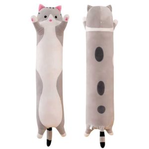 Plüss macska párna / ágyvédő , szürke , 70 cm