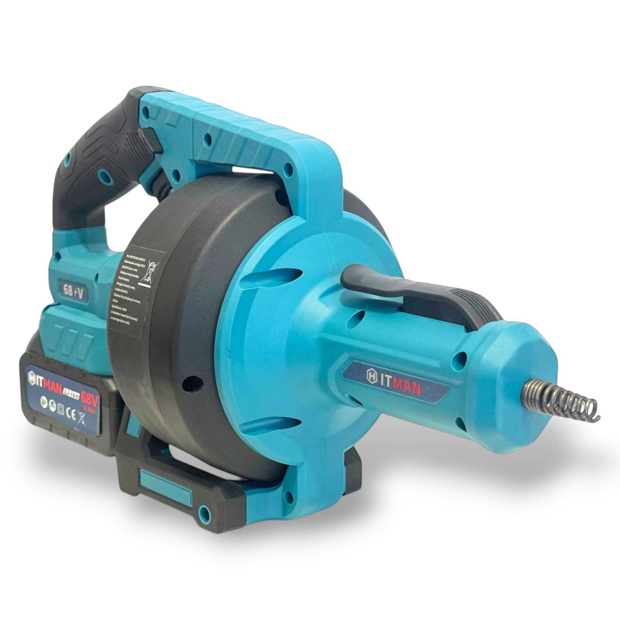 Hitman HT-EPD-6907BS Akkumulátoros Csőtisztító és Duguláselhárító Gép, 68V, 7 m-es Kábellel