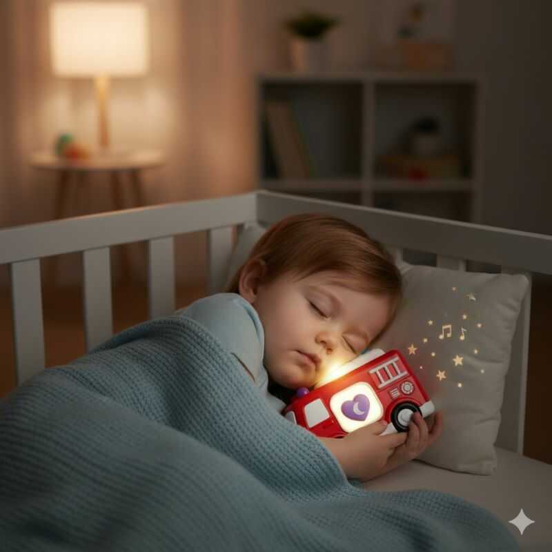 Plüss tűzoltó autó , zenél és nyugtató hangot ad ki - Image 2