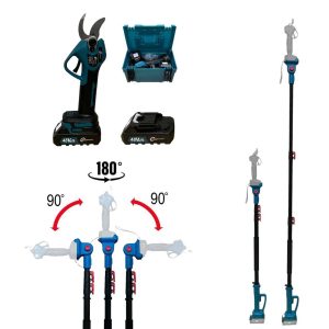 Dauerkraft Akkus metszőolló és teleszkópos hosszabbító kar szett, 32mm vágási átmérő, 200cm-ig