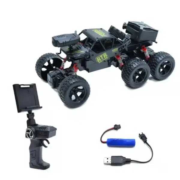 Kamerás off road távirányítós kaszkadőr autó ,6 kerekű , okostelefonnal vezérelhető
