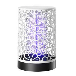 Fehér dizájnos, virágmintás UV rovarcsapda, 1.5W teljesítménnyel, USB-s tápellátással