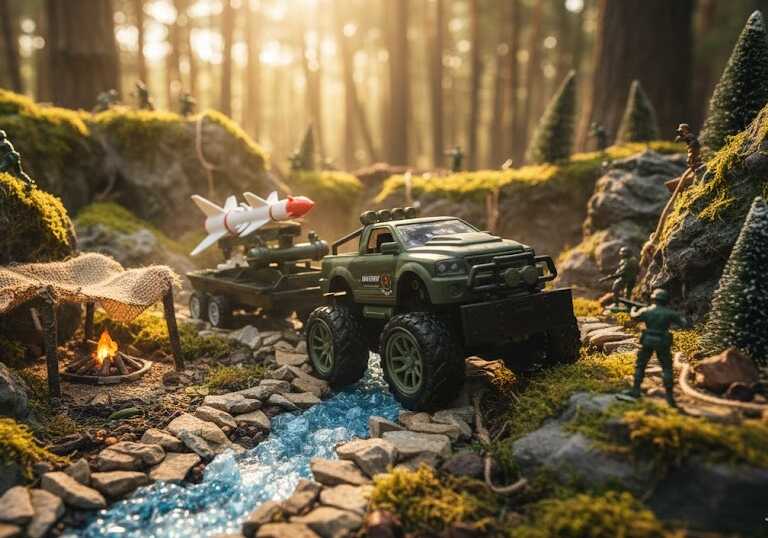 Játék Katonai Jármű Rakétakilövővel, Terepmintás, 50 cm - Image 2