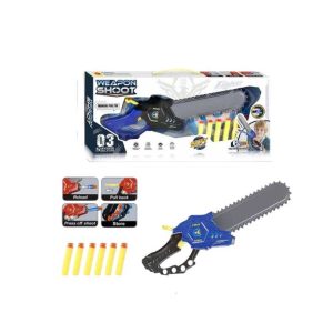 Láncfűrész formájú játékfegyver , 6 db puha tölténnyel