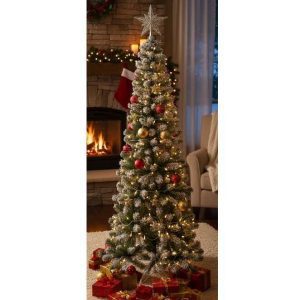 Smaragd Karcsú Műfenyő, Karácsonyfa 210 cm, talppal