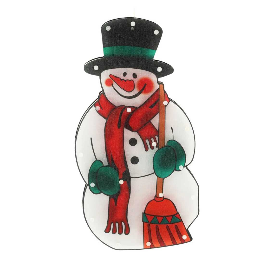 Aigostar Hóember seprűvel Ablak és karácsonyfa Dekoráció, 10 LED, elemes, melegfehér 35 cm - Image 3