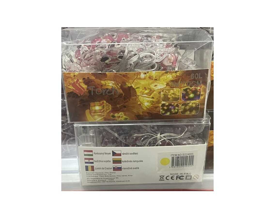 Elemes Mikulás és Ajándék LED Fényfüzér, 3 méteres, 60 LED, melegfehér - Image 3