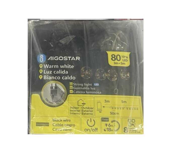 Aigostar Dekoratív led körte Fényfüzér, 10 LED, melegfehér 8 funkciós , időzítővel 220v 3+ 5 m - Image 10