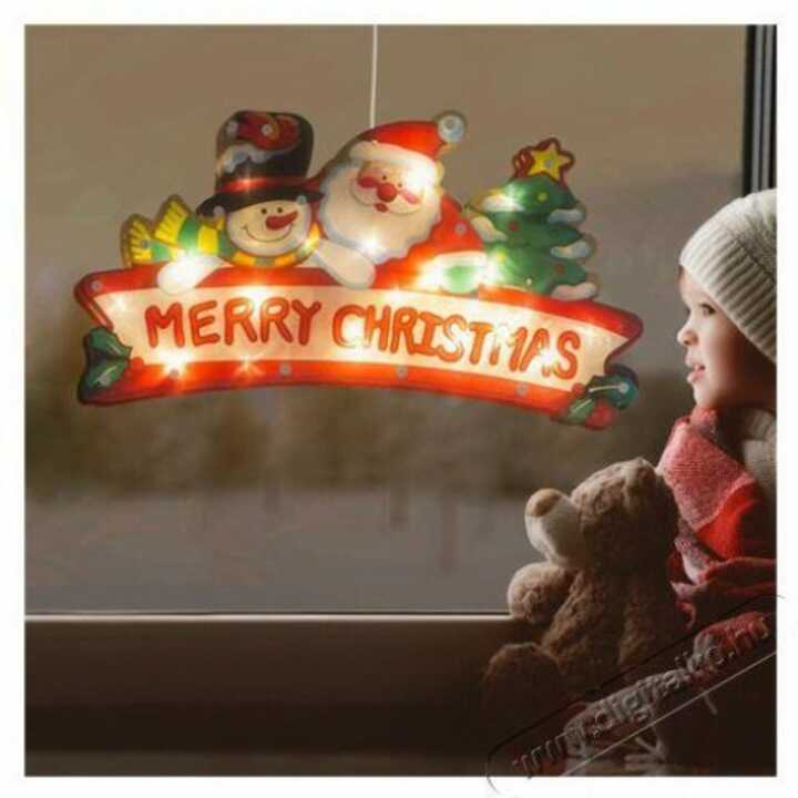 Aigostar Ledes Ablak- és Karácsonyfa Dekoráció, "Merry Christmas" felirattal, elemes mikulás mintával melegfehér 30 cm - Image 3