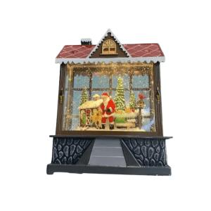 Mikulás mézeskalács Házikó karácsonyi Hógömb, zenélő, led világitással 20 cm karácsonyi dekoráció