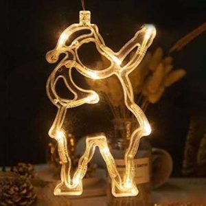 Aigostar Ledes Mikulás integet Ablak és karácsonyfa Dekoráció, 10 LED, elemes, melegfehér 20 cm