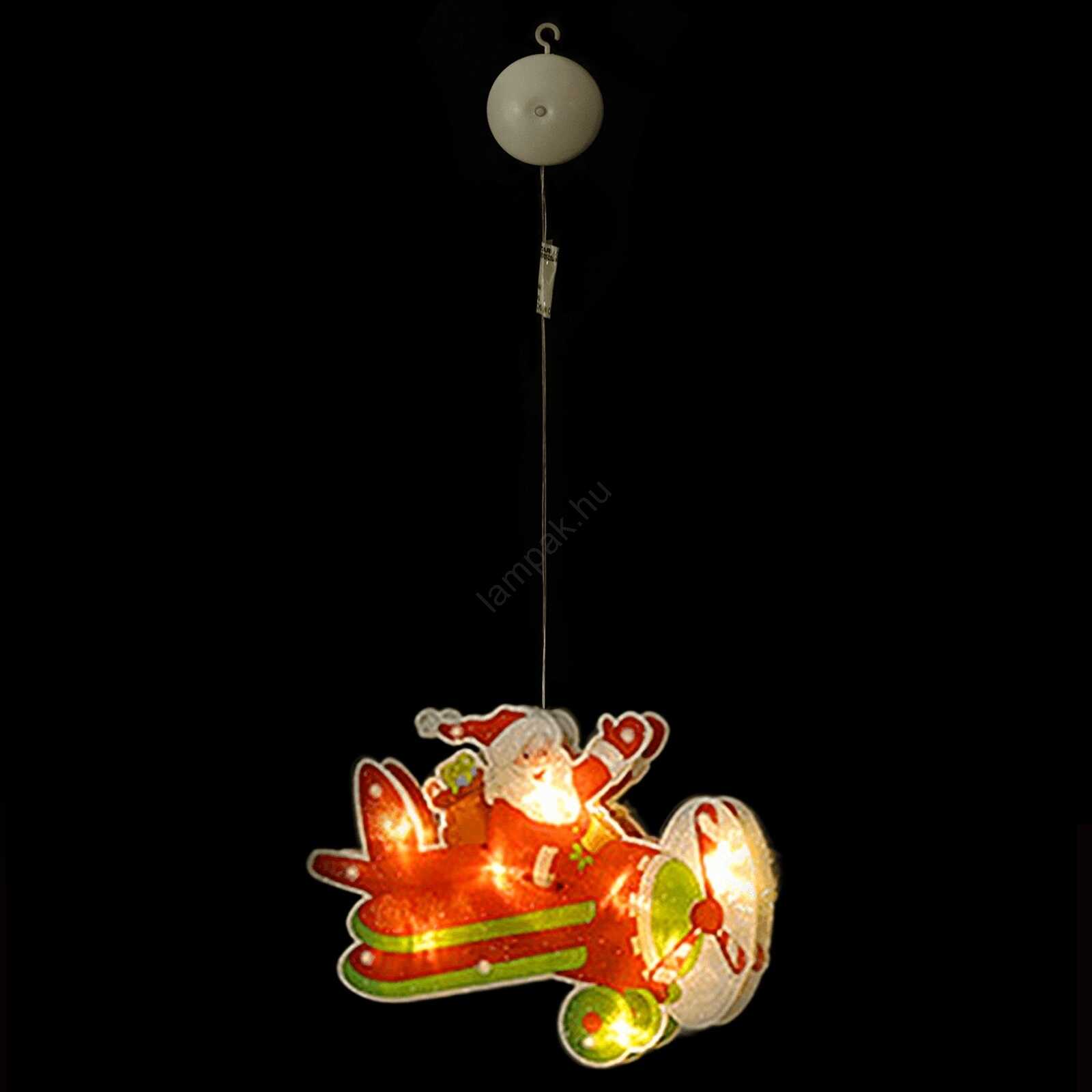 Aigostar Ledes Mikulás Repülőn érkezik Ablak és karácsonyfa Dekoráció, 10 LED, elemes, melegfehér 20 cm - Image 3