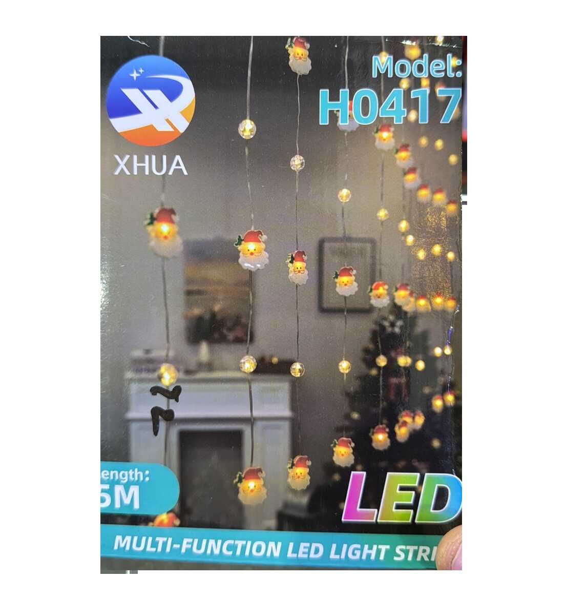 Karácsonyi 5 méteres fényfüggöny mikulás és hógömb mintával melegfehér - Image 3