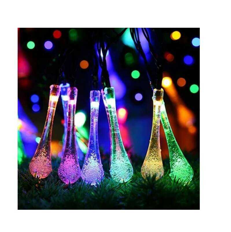 Karácsonyi elemes csepp fényfűzér 5 méteres csepp formájú égökkel - Image 3