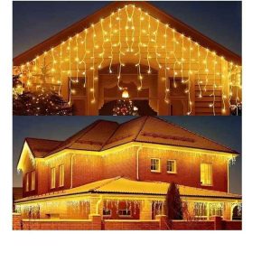 Karácsonyi Jégcsap LED Fényfüzér, 30 méteres, 600 LED, Meleg fehér kültéri ip 44 610W