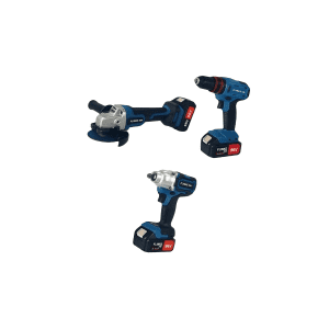 Flinke FK-8046 3 az 1-ben akkumulátoros szerszámkészlet, 96V, 30000mAh, ütvefúró, sarokcsiszoló, csavarbehajtó 2 akkuval