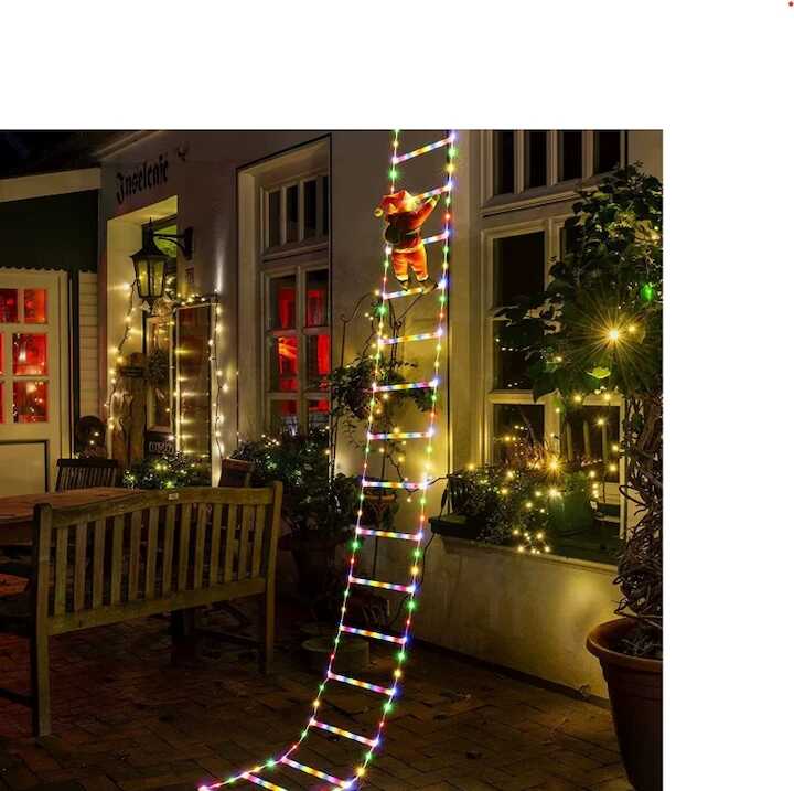 Mikulás Létrán mászik Led Fénydekoráció 1.5 méter, Többszínű RGB LED, 8 Program T0421 - Image 3