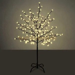 Karácsonyi LED Virágfa Dekoráció (130 cm, 92 LED), Melegfehér Sakura, Hálózati