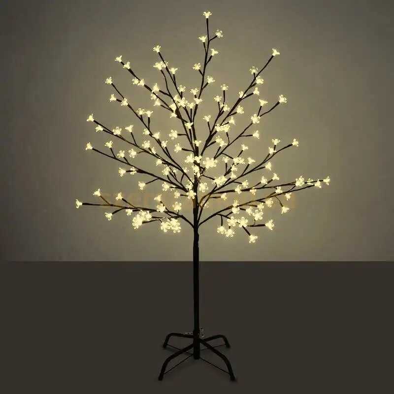 Karácsonyi LED Virágfa Dekoráció (130 cm, 92 LED), Melegfehér Sakura, Hálózati