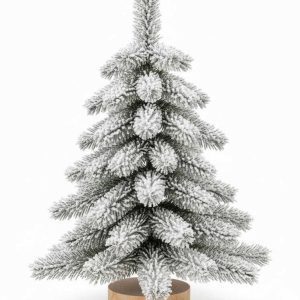 Zúzmarás Mini Karácsonyfa, műfenyő asztali díszfenyő 15 cm, Havas, zöld Fa Talppal