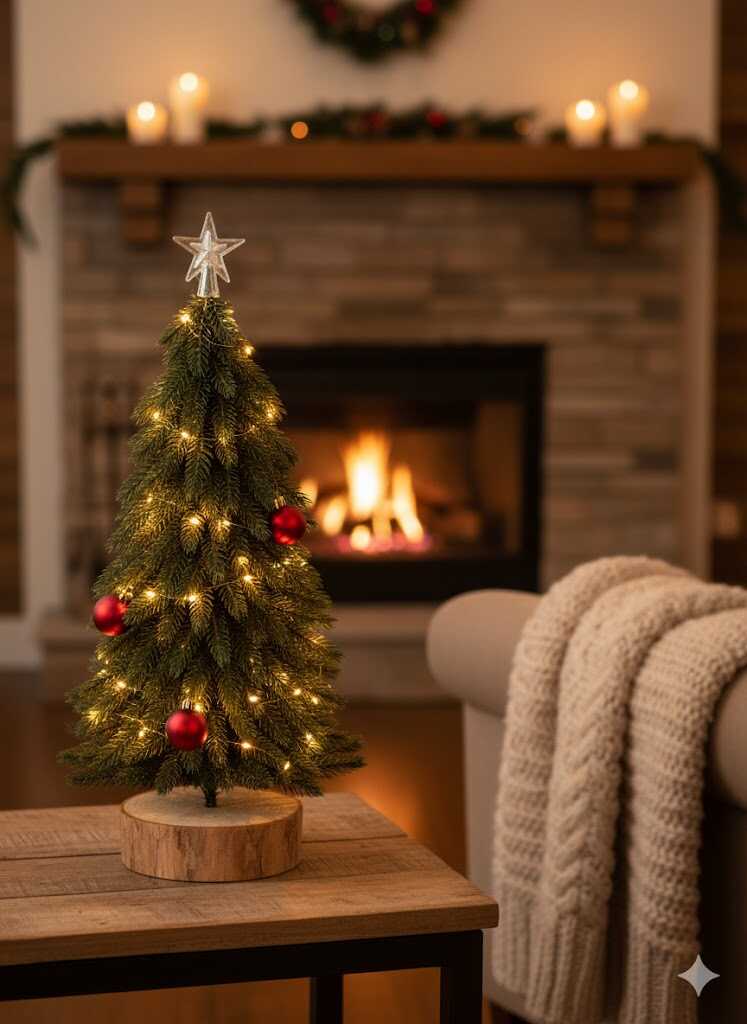 Asztali zöld hosszú ágas műfenyő karácsonyi diszfenyő 20 cm Fa talpal - Image 3