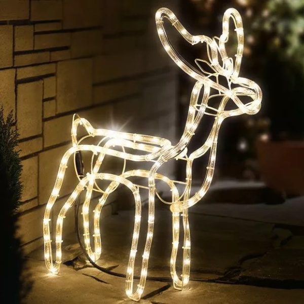 Karácsonyi 3D LED-es mozgó Rénszarvas, 120 cm, kül- és beltéri karácsonyi dekoráció Melegfehér 220 v - Image 14