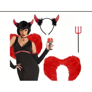 Ördög lány jelmez szett angyal szrány ördög szarv és vas villa