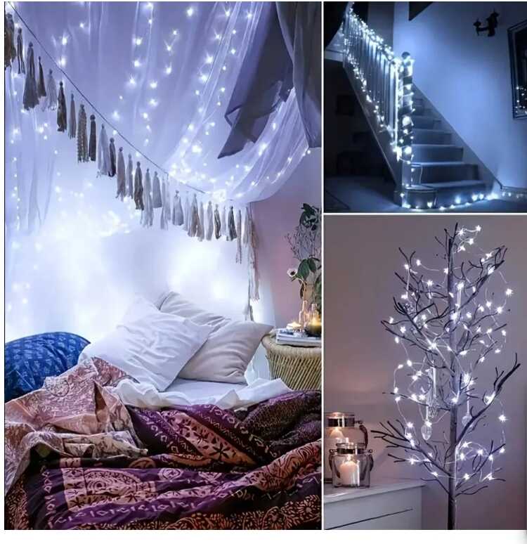 Aigostar elemes Drót Dekorációs Fényfűzér karácsonyfa égősor 5 méter 50 led hidegfehér beltéri - Image 5