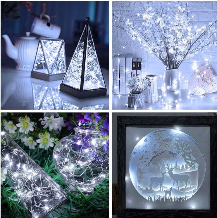 Aigostar elemes Drót Dekorációs Fényfűzér karácsonyfa égősor 5 méter 50 led hidegfehér beltéri - Image 6