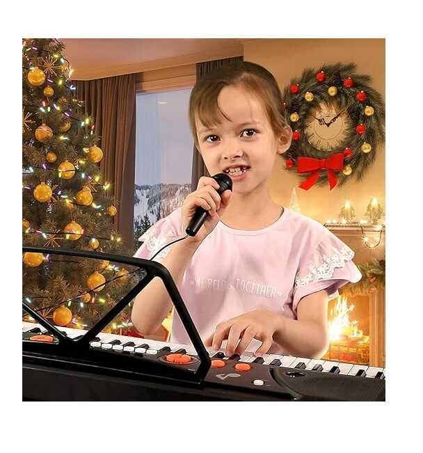Hordozható gyermekzongora kottatartóval és mikrofonnal , 61 billentyű ,LCD kijelzővel és USB bemenet - Image 2