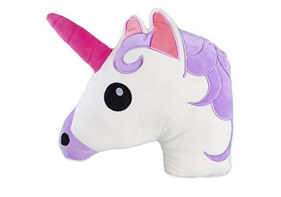 Unikornisos Emoji díszpárna , 35 × 35 cm