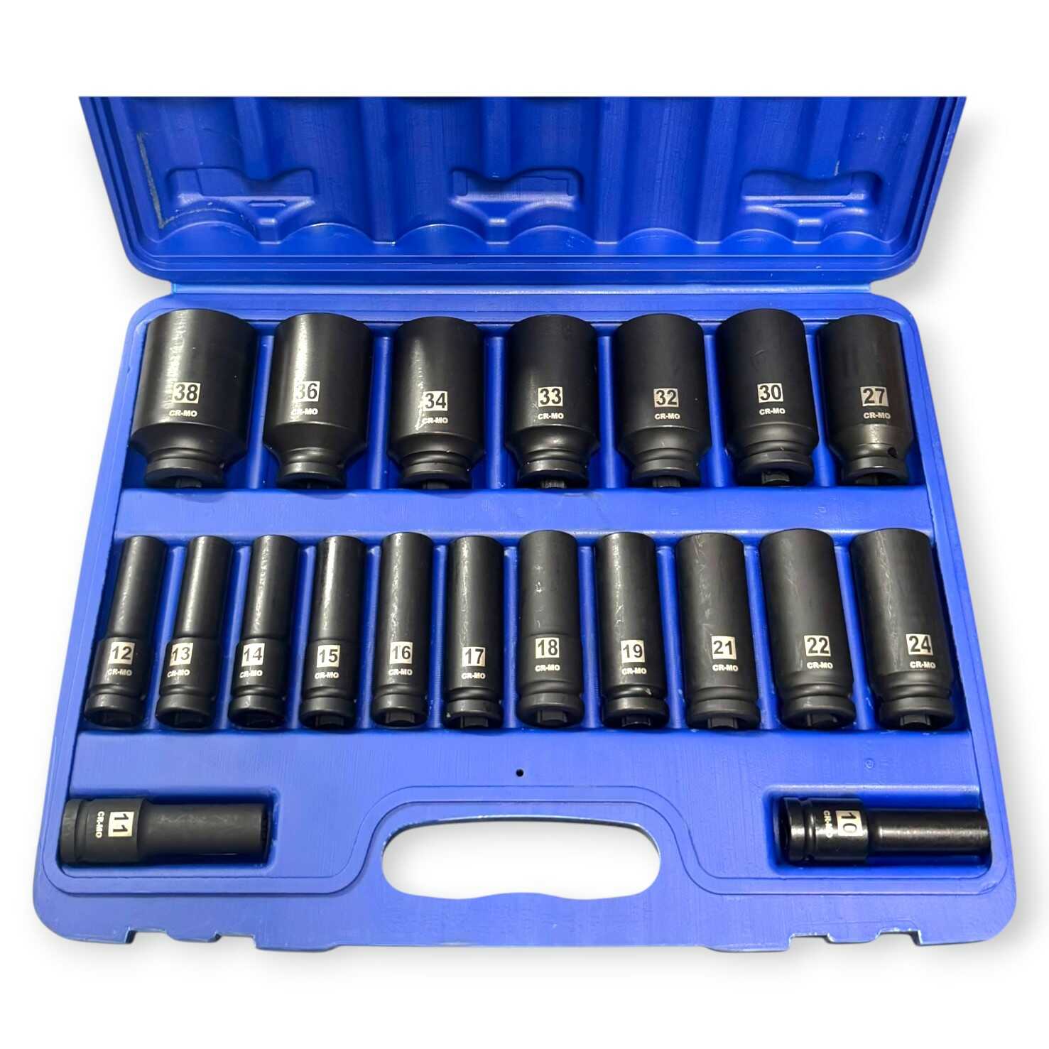 Haina HB-6522 Hosszított Dugókulcs Készlet, 20 részes, 1/2″, 8-38 mm, Cr-V Acél - Image 2